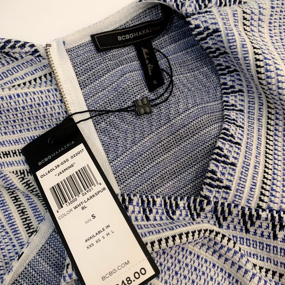 NWT BCBGMaxAzria White & Blue Jasmine Dress Size Small - Picture 10 of 11